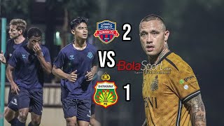 Momen Bhayangkara FC Uji Coba Lawan Suwon FC Pratama Arhan Pemanasan dan Radja Nainggolan Tampil [upl. by Gonick]