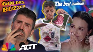 طفل فلسطيني يحصل على الجرس الذهبي بعرض مذهل جعلهم يبكون في برنامج Americas Got Talent [upl. by Sivi]