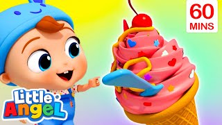 Pink Ice Cream Song  1 Hour of Colorful Sweet Nursery Rhymes  LittleAngel [upl. by Annahvas]