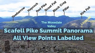 Scafell Pike  Fully Labelled Summit View Panorama Lake District Walks amp Hiking [upl. by Nylitsirk]