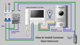 Wiring and connection of the commax video door phone  installation video phone commax [upl. by Ahsart]