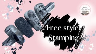 Nageldesign Tutorial  free style stamping [upl. by Haisa]