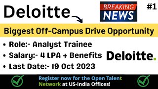 Deloitte OffCampus Drive  Biggest Hiring Analyst Trainee  Salary 4 LPA  2024 BATCH  Apply [upl. by Liban]