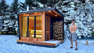 Building a MODERN SAUNA in a Winter Wonderland  Full Build [upl. by Wack]