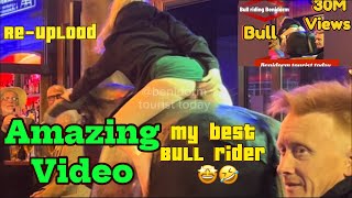 Reupload  Last night crazy bull 🐂 riding in Benidorm Spain 🇪🇸  machinecal bull  Benidorm bull [upl. by Jezrdna]