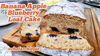 BAB LOAF CAKE  Banana Apple amp Blueberry chefarchiepie cake tea [upl. by Emmer]