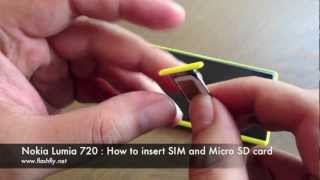 Nokia Lumia 720  How to insert SIM and Micro SD card [upl. by Ynohtn]