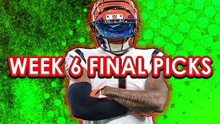 NFL DraftKings Picks  FanDuel Picks Week 6 Final Look [upl. by Eelyac]