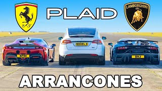 Tesla Model X PLAID vs Ferrari SF90 vs Lambo SVJ ARRANCONES [upl. by Partridge636]