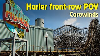 Hurler Wooden Roller Coaster FrontRow POV At Carowinds [upl. by Middleton264]