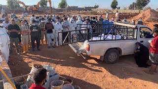 Search teams bury flood victims outside Derna [upl. by Yannodrahc]