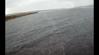 Dry Fly Fishing Llyn Brenig in torrential rain hail and lightning 556 AND CATCHING VCAC [upl. by Ahsieni]