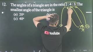 Q12 Lines and Angles from Conceptum 11th Entrance AMU amp Jamia  The angles of a triangle are in the [upl. by Ecnaret]