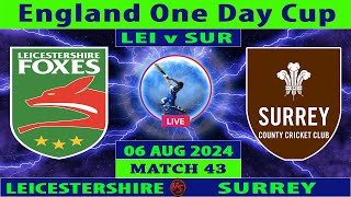 Leicestershire vs Surrey  LEI vs SUR  Match 43 of England One Day Cup 2024  Cricket Info Live [upl. by Ihcelek]