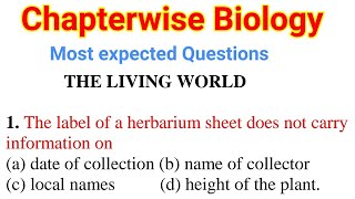 Chapterwise Biology  The living world  part 1  most expected questions for NEET [upl. by Fotinas376]