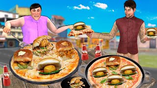 Vada Pav Pizza Wala Famous Vada Pav Pizza Street Food Hindi Kahani Moral Stories Funny Comedy Video [upl. by Vani]