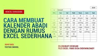 Cara Membuat Kalender Menggunakan Rumus Excel Sederhana [upl. by Nnairrek237]