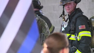 Memorial stair climb honors 911 firefighters You dont know when youre going to be called [upl. by Tekcirk321]