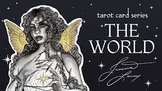 The World Tarot Card Painting Process  jlauserart [upl. by Atiuqal]