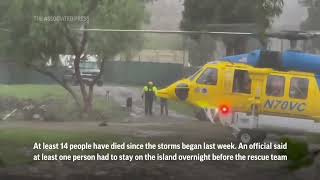 Chopper rescues people stranded by floodwaters [upl. by Peednas352]