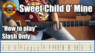 Guns N Roses Sweet Child O Mine SLASH ONLY with tabs  Rhythm guitar [upl. by Chrystal]