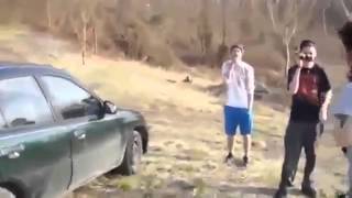 Crazy guy tries to break car window with head Very Funny [upl. by Tonneson35]