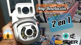 Cámara Wifi DUAL LENTE Besder A8BQ 8mp 4k Icsee Unboxing Pruebas Como configurar 2024 [upl. by Ytsim]