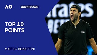 Matteo Berrettinis Top 10 Points  Australian Open [upl. by Winstonn]