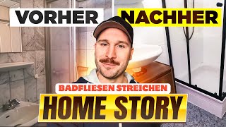 Home Story Badfliesen streichen auch für Bodenfliesen streichen  Fliesen streichen im Badezimmer [upl. by Aihsenek161]