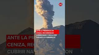 Volcán Popocatépetl emite fumarola acompañada de ceniza milenioshorts [upl. by Yarak716]