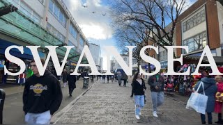 Swansea City Centre Wales Walking Tour 4K [upl. by Arobed764]