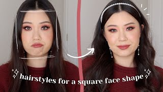 flattering hairstyles for a square face shape ✨ my go to hairstyles [upl. by Pierette]