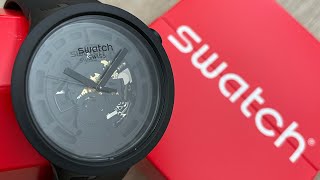 Swatch Bioceramic CBLACK Watch SB03B100 Unboxing UnboxWatches [upl. by Neddra]