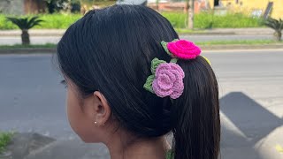 🌹Idea Fabulosa🌹 para Emprender accesorio para el cabello en Rosas tejidas crochet flowers art [upl. by Oicnerolf]