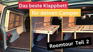 Camporter  Roomtour Teil 2  Klappbett im VW Bus T6  kurzer Radstand [upl. by Prochora]