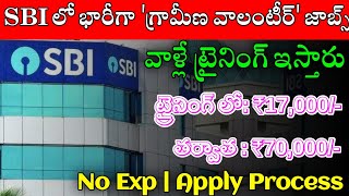 SBI లో గ్రామీణ వాలంటీర్ ఉద్యోగాలు  SBI Youth For India Fellowship 202425  Latest Jobs In Telugu [upl. by Nonaihr]