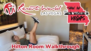 Resorts World Las Vegas  First Look  Hilton King Room Walkthrough [upl. by Nilyaj938]