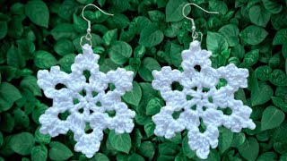 How to Crochet a Snowflake Tutorial earrings crochet handmade handmadecrochet [upl. by Aerona]