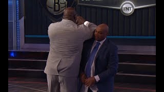 Inside The NBA  Chuck amp Shaq discuss if Joel Embiid foul on Jarrett Allen was flagrant 2 [upl. by Ylagam]