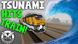 TRAIN MISSION HIT BY TSUNAMI  Stormworks Build and Rescue [upl. by Lida]