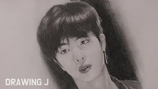 방탄 진 인물 그리기 연필인물화 연필초상화 연필 드로잉 인물화 그리연필BTS Jin Drawing a pencil characterpencil portrait [upl. by Ynor]