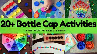 Bottle cap toddler activity ideas Fine motor skill series for 24 year olds [upl. by Laefar]