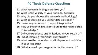 List of Thesis Defense Questions [upl. by Anelagna]