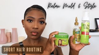 How I Relax Mold And Style My Hair At Home  Short Relaxed Hair Routine  Zuki Williams [upl. by Devon]