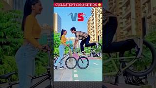 GIRLS VS BOYS CYCLE STUNT COMPETITION 🌟 cycle stunt shorts [upl. by Nahshun]