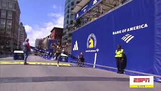 Sisay Lemma wins mens race at Boston Marathon [upl. by Yenttihw334]