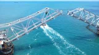 Rameshwaram Pamban Bridge Open  Very beautiful  high Quality [upl. by Emlynne]