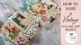 How to make a vintage collage art project from scraps amp found objects collageart happycrafting [upl. by Aretina]