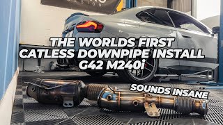 BMW G42 M240i CATLESS DOWNPIPE INSTALL WITH MILLTEK CATBACK SOUNDS INCREDIBLE 😳 [upl. by Belanger]