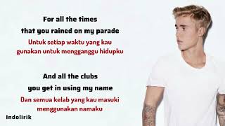 Love Yourself  Justin Bieber  Lirik Terjemahan [upl. by Ecinhoj]